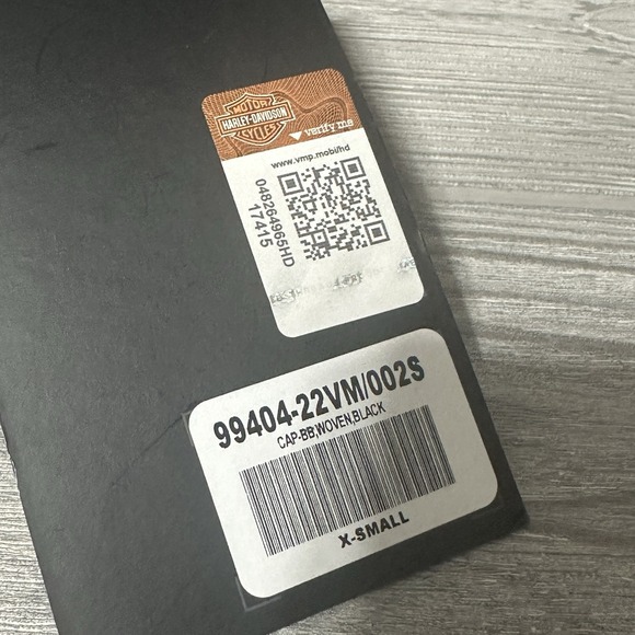 Harley Davidson Hat Mens Black Spellout Fitted Size 7 XS Baseball Cap Woven New - Picture 8 of 8